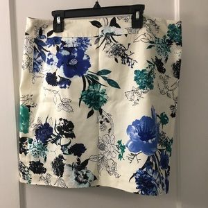 LOFT Blue and Teal Floral Skirt